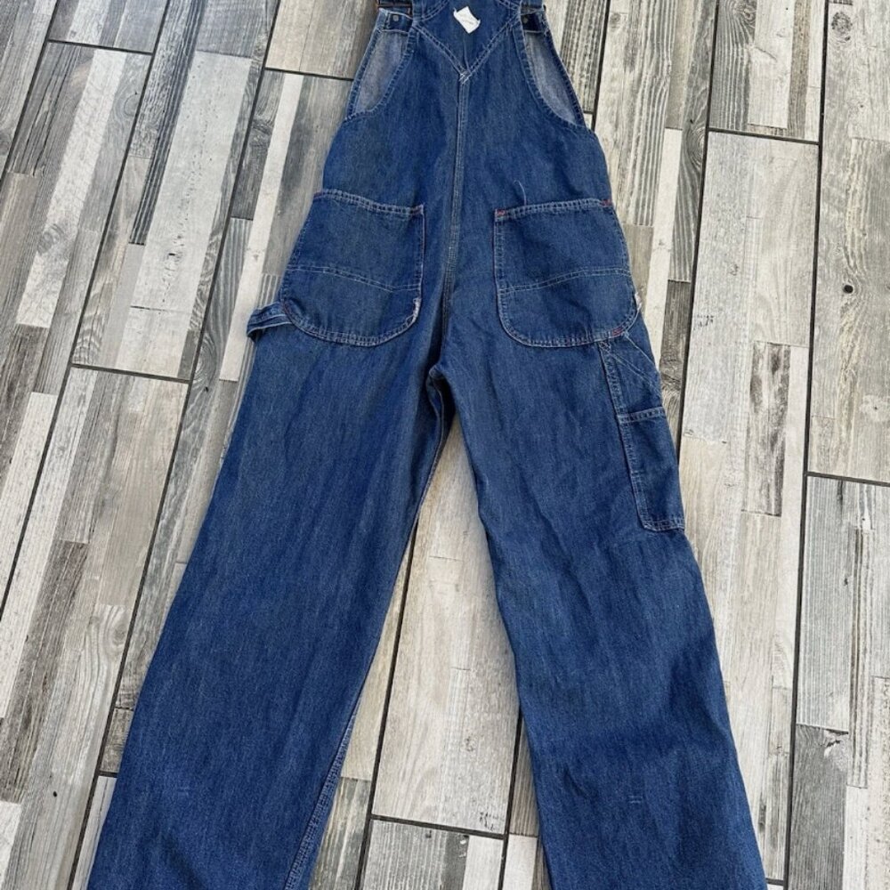 28x28 Vintage Big Mac Square Bak Denim Bib Overalls Workwear 100% Cotton - Picture 3 of 7